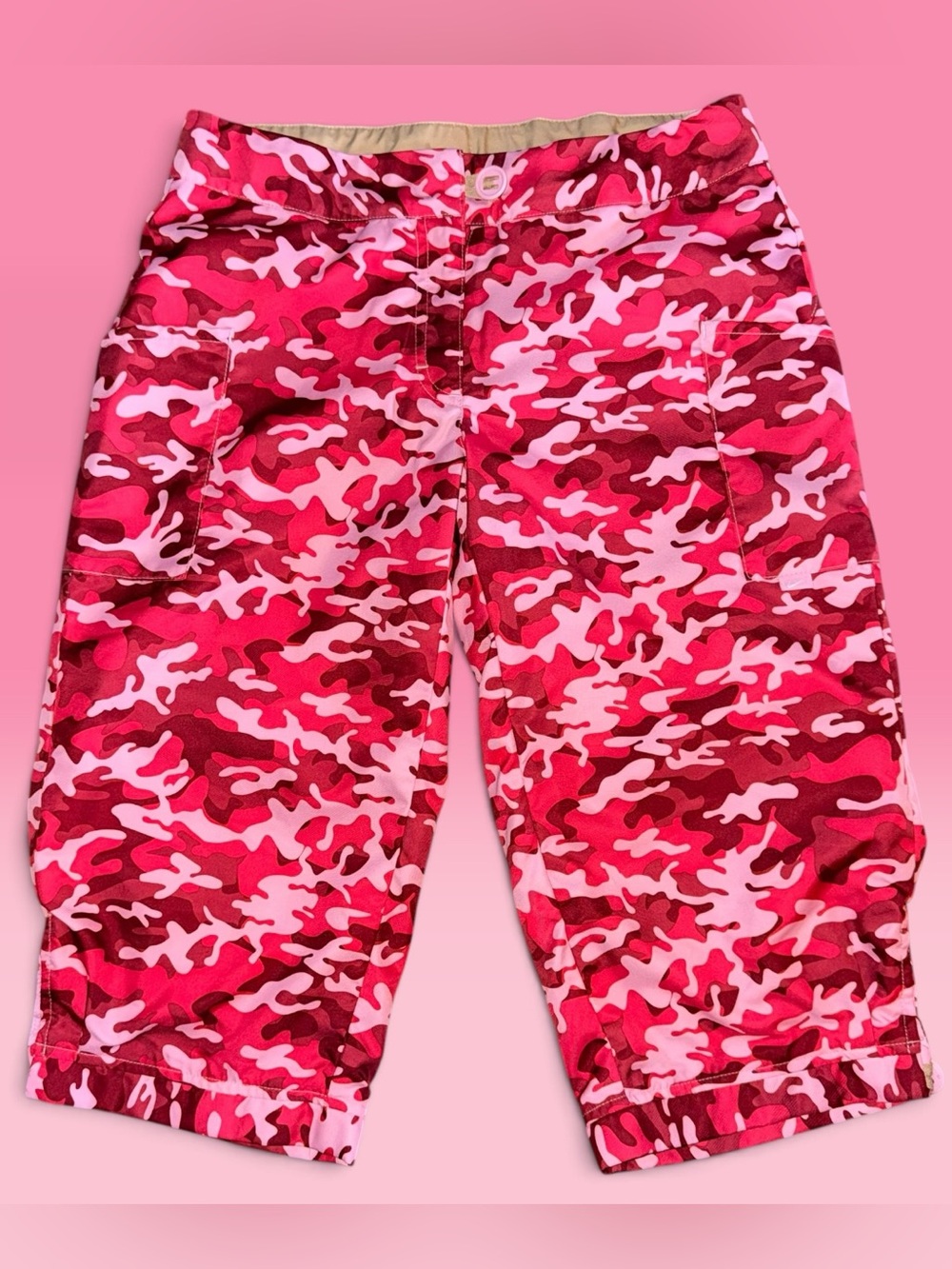 Vintage Y2K Nike FIT-DRY Pink Camo Capri Cargo Pants (Girls L / Women's XS)